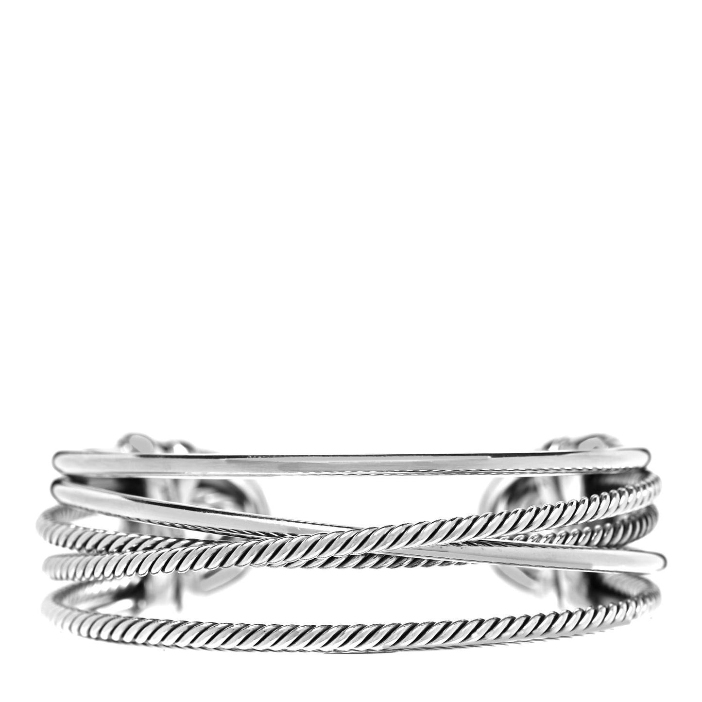 Sterling Silver Narrow Crossover Cuff Bracelet