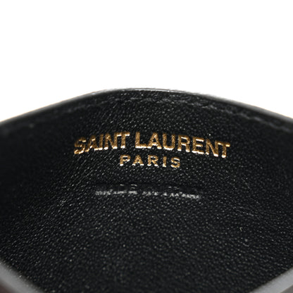 Saint Laurent Grain De Poudre Matelasse Chevron Monogram Credit Card Case Black 6 of 8