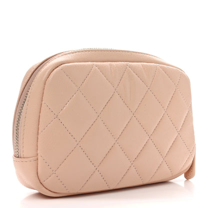 Chanel Caviar Quilted Small Curvy Pouch Cosmetic Case Light Beige 3 of 7