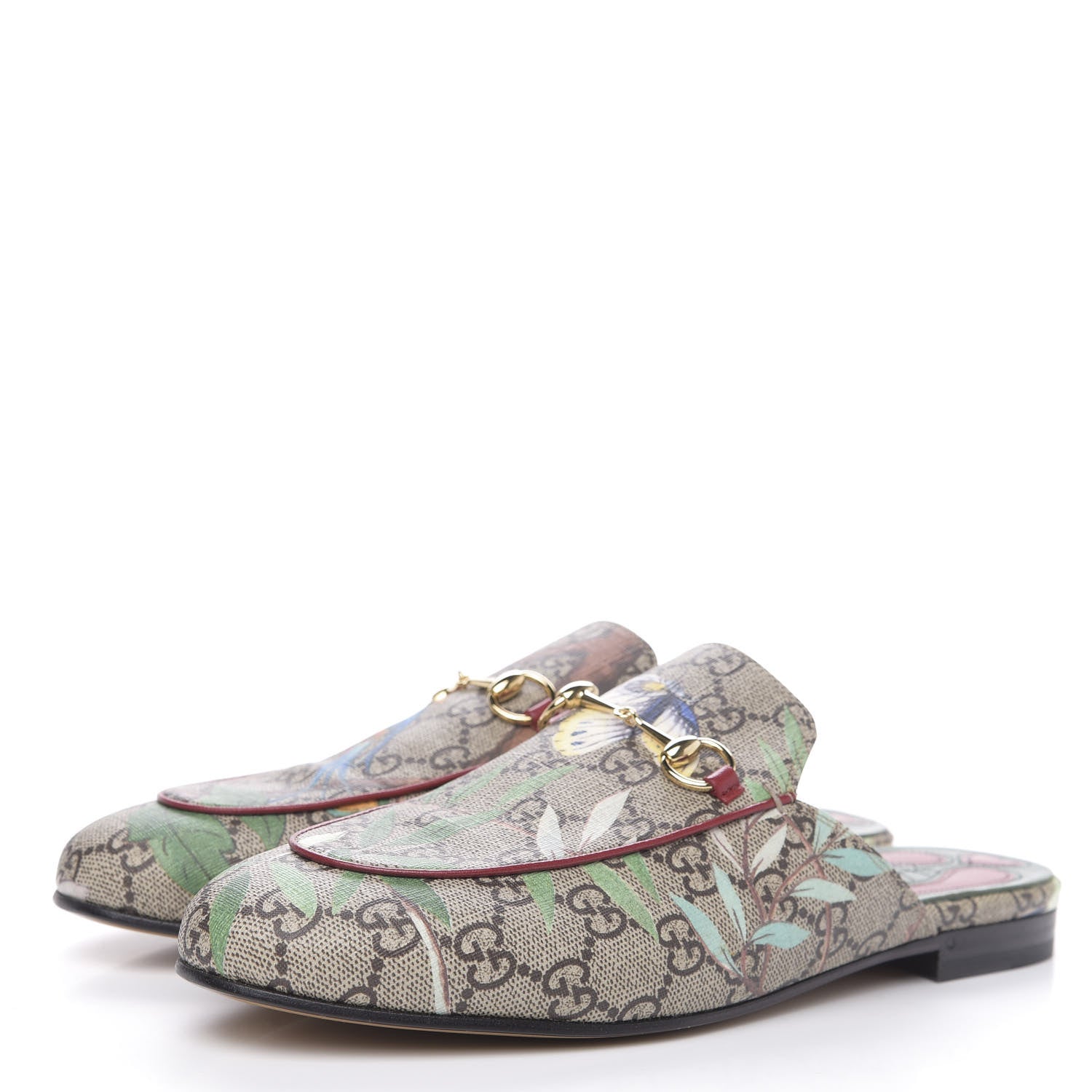 Gucci GG Supreme Monogram Tian Womens Princetown Slippers 39.5 Beige Ebony Multicolor 3 of 7