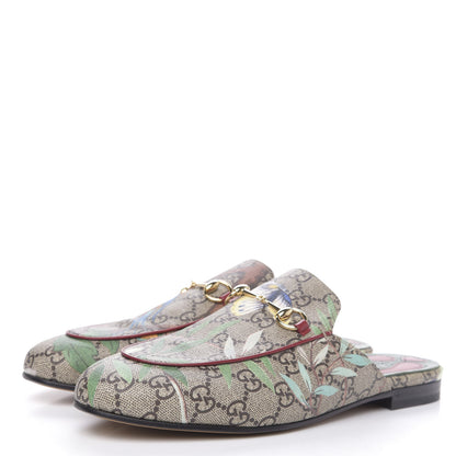 Gucci GG Supreme Monogram Tian Womens Princetown Slippers 39.5 Beige Ebony Multicolor 3 of 7