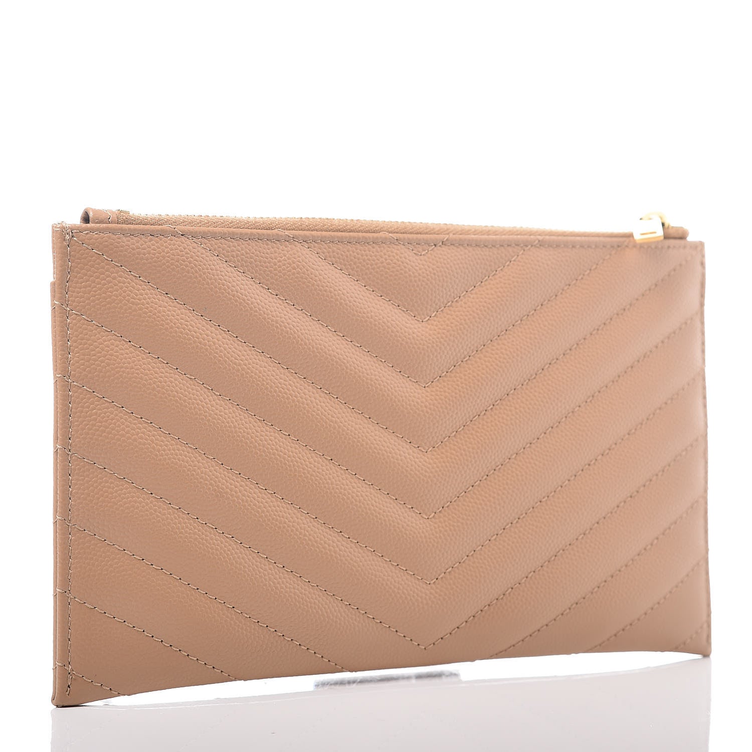 Saint Laurent Grain De Poudre Chevron Monogram Bill Pouch Cork 3 of 7