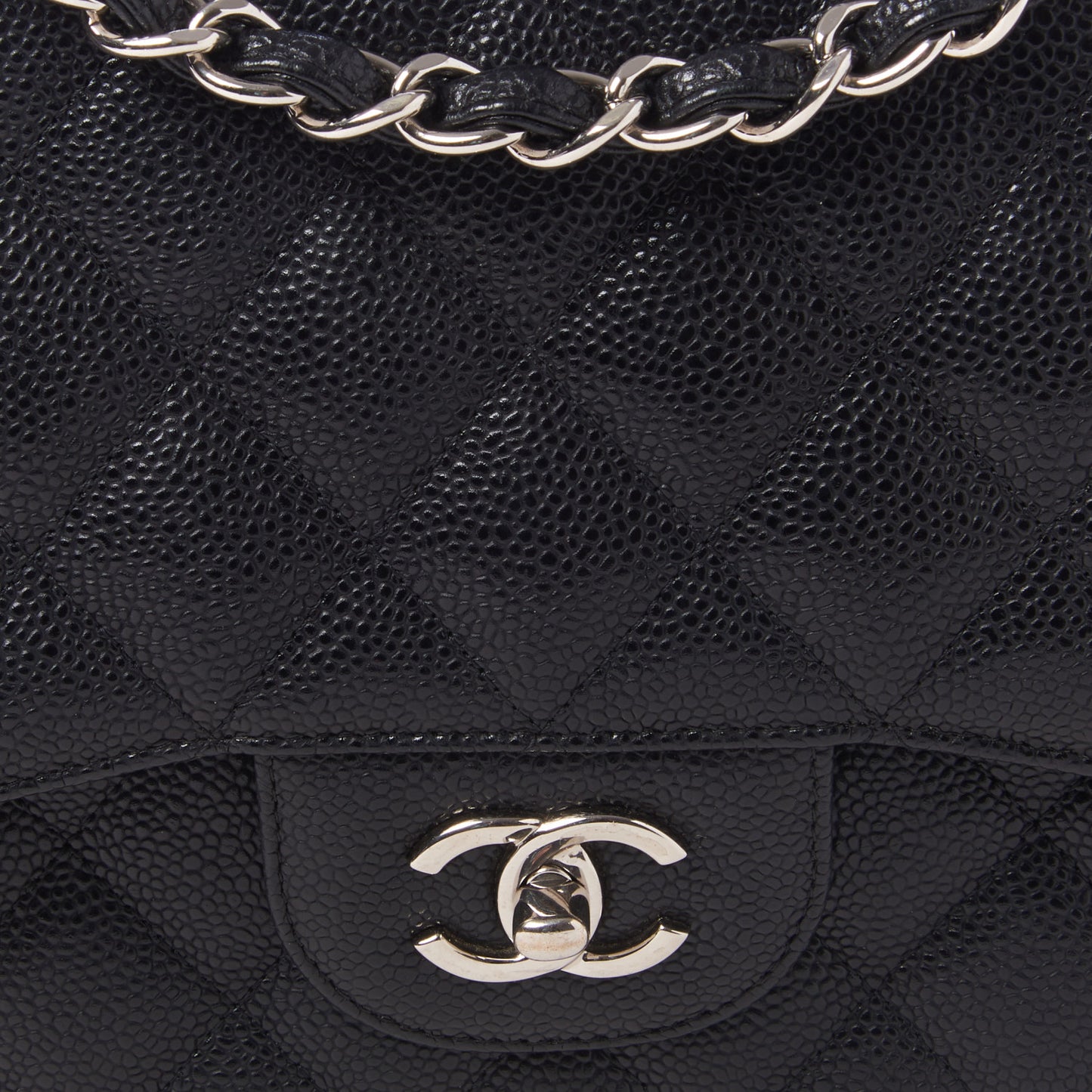 Caviar Quilted Jumbo Double Flap Black