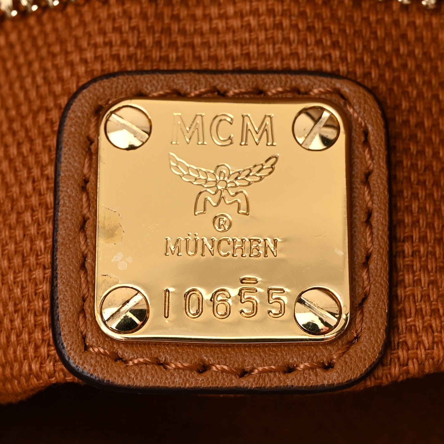 MCM Visetos Rabbit Mini Top Zip Shopper Tote Cognac 1554258