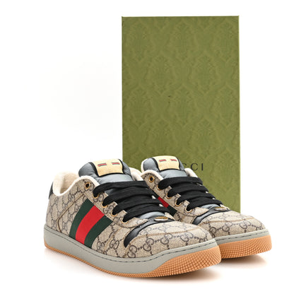 Gucci GG Supereme Monogram Miro Soft Calfskin Web Mens Screener Sneakers 9.5 Beige Ebony Black New Platinum 9 of 9