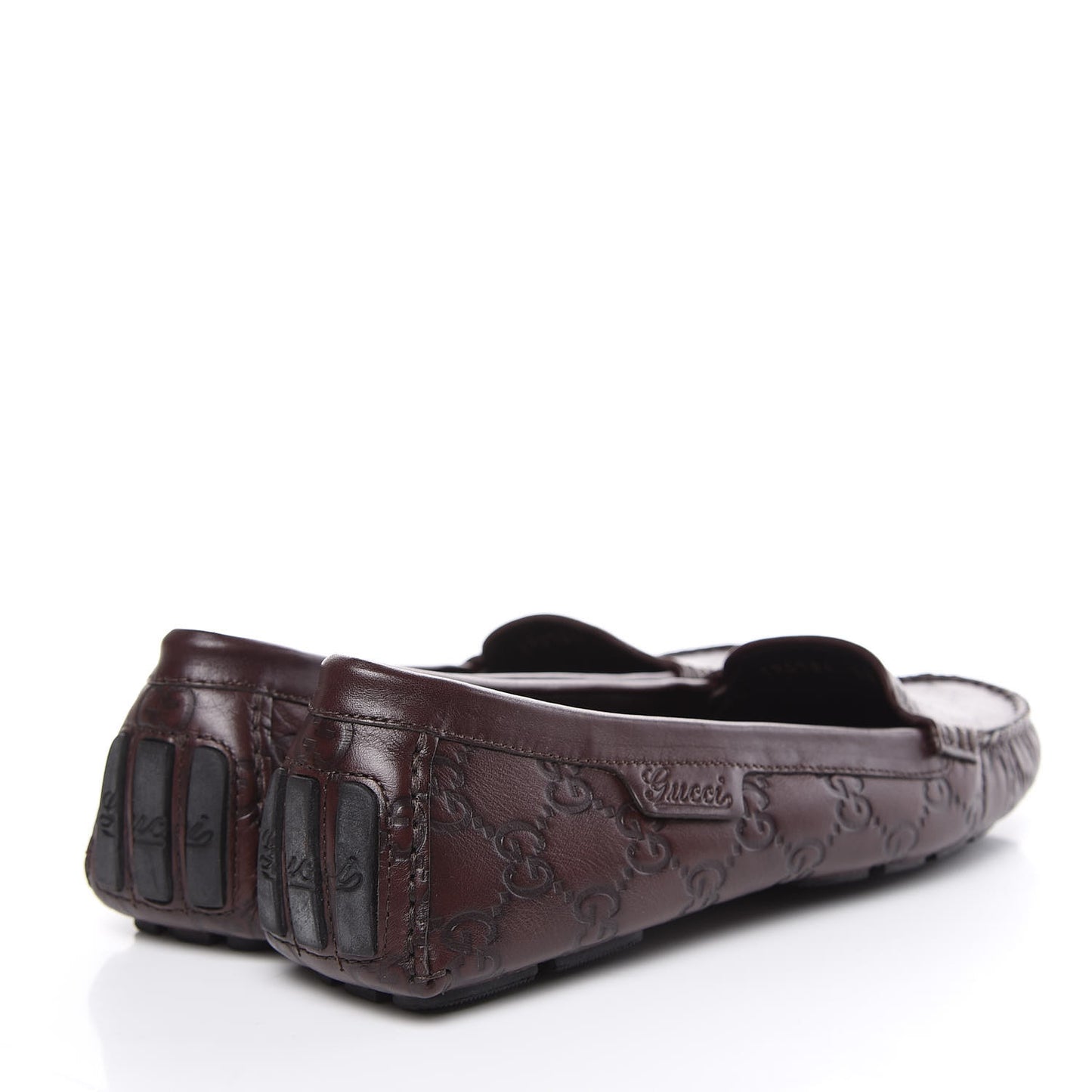 Soft Guccissima Womens Driver Loafers 38 Chocolate
