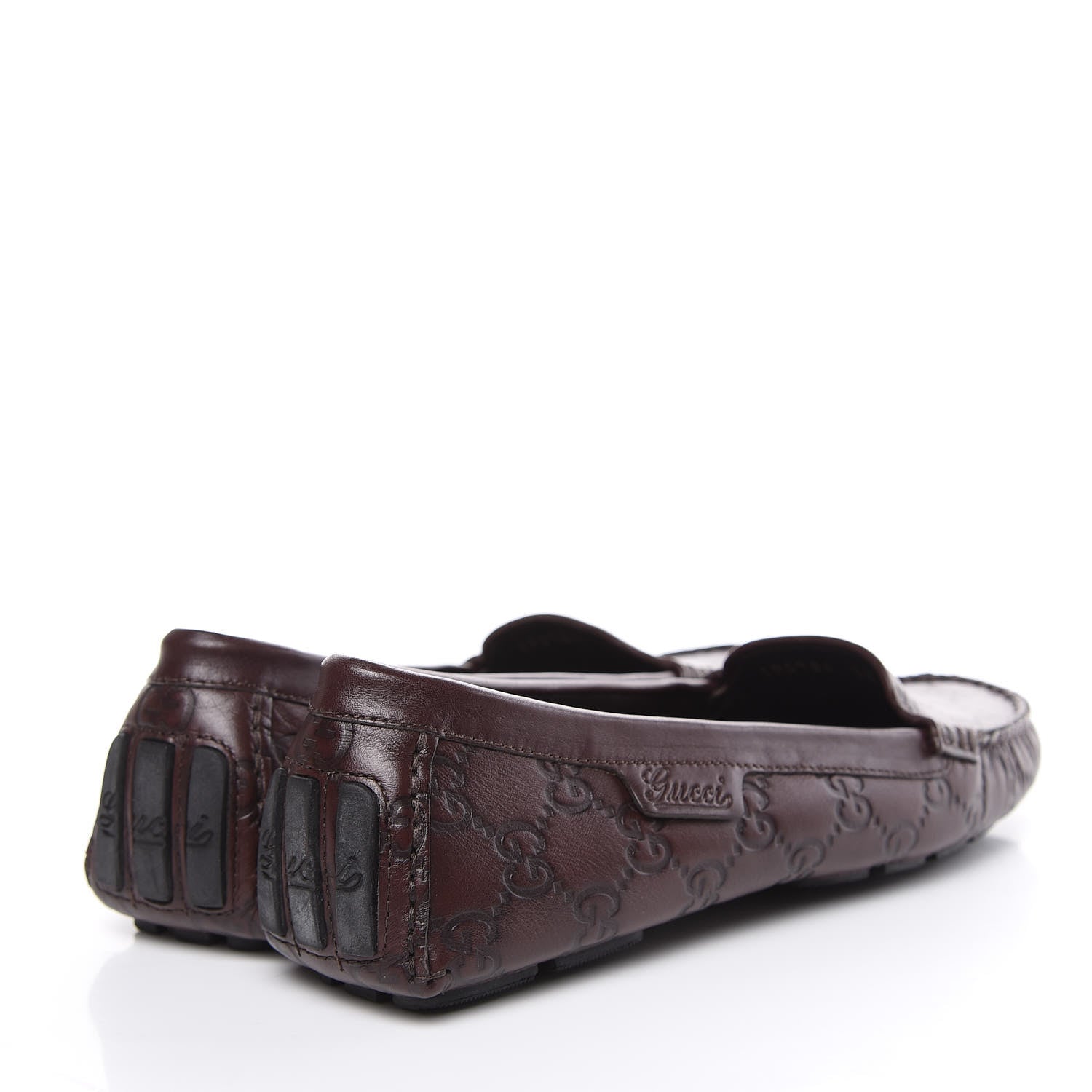 Gucci Soft Guccissima Womens Driver Loafers 38 Chocolate 4 of 10