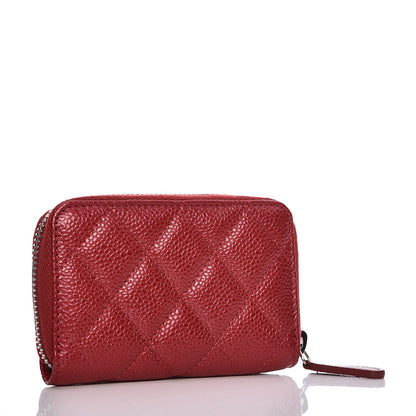 Chanel Pearly Caviar Quilted Zip Coin Purse Dark Pink 3 of 8