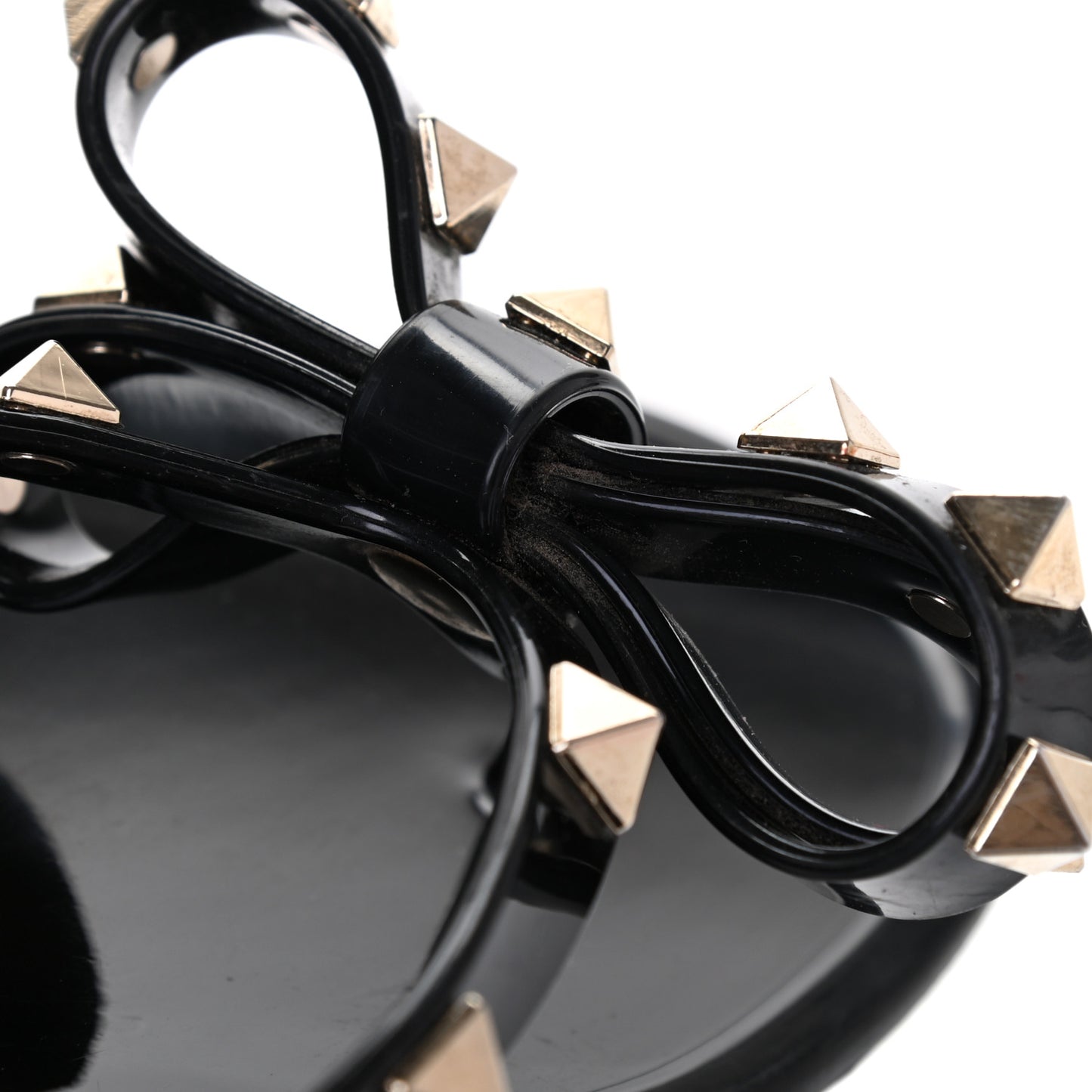 PVC Jelly Rockstud Bow Thong Sandals 38 Black