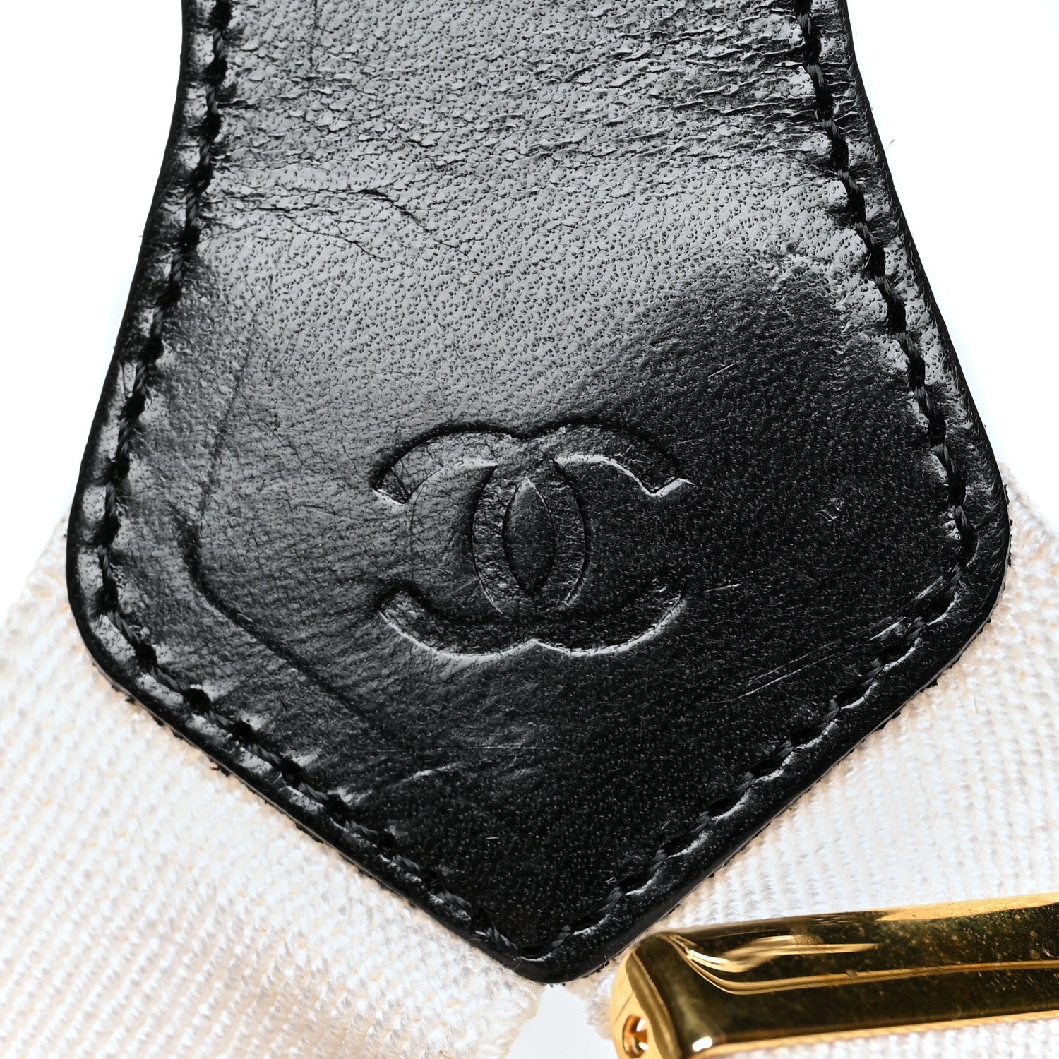 Chanel Elastic Logo Suspenders White Black 3 of 4