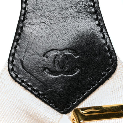 Chanel Elastic Logo Suspenders White Black 3 of 4