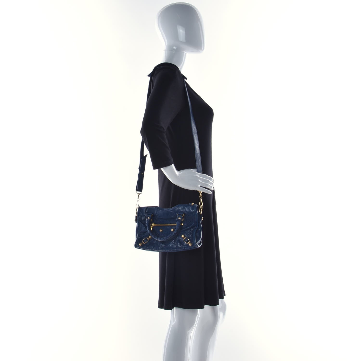 Balenciaga Agneau Giant 12 Gold Hardware Mini City Bleu Mineral 2 of 20