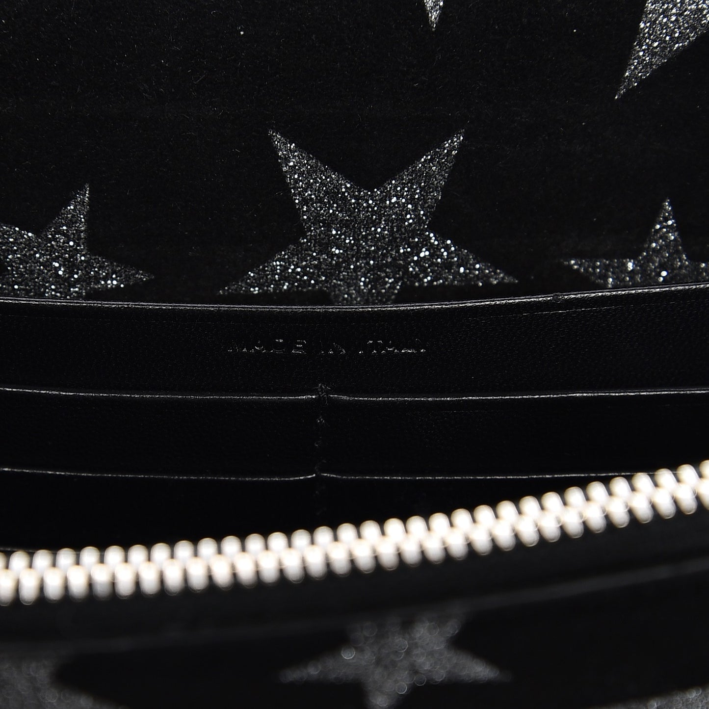 Suede Calfskin Monogram Tassel Stars Chain Wallet Black