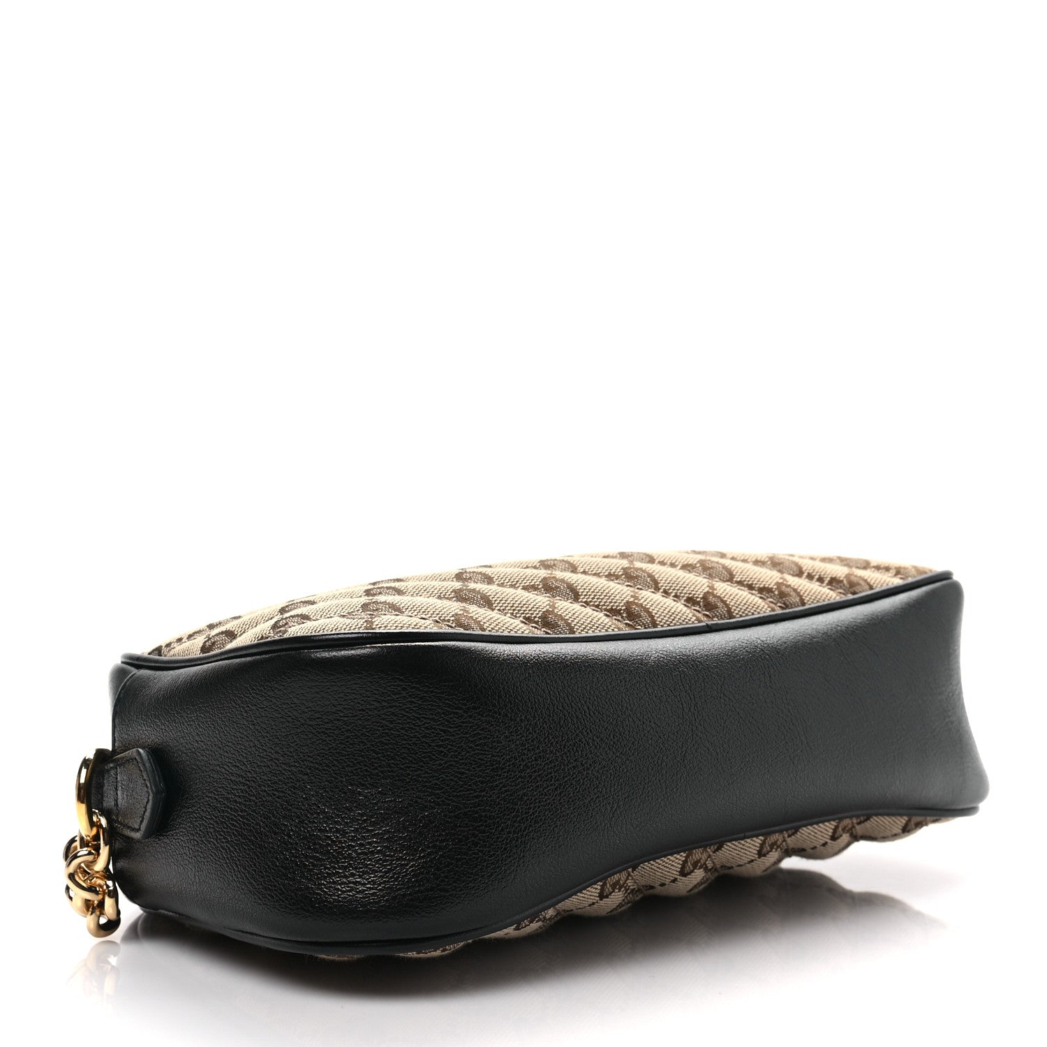 Gucci Monogram Matelasse Diagonal Small GG Marmont Chain Shoulder Bag Beige Black 4 of 8