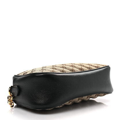 Gucci Monogram Matelasse Diagonal Small GG Marmont Chain Shoulder Bag Beige Black 4 of 8