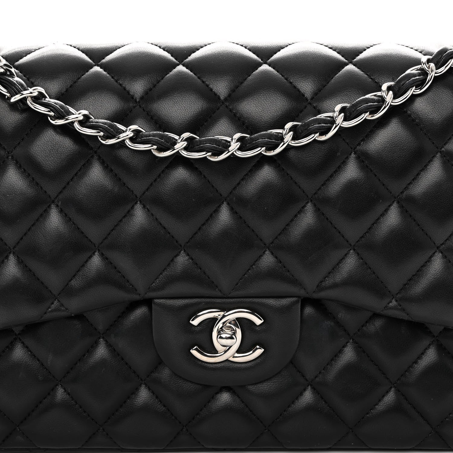 Chanel Lambskin Quilted Jumbo Double Flap Black 8 of 11