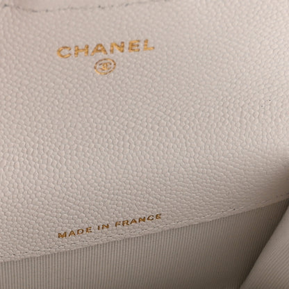 Chanel Caviar Quilted Flap Card Holder Wallet White 5 of 11