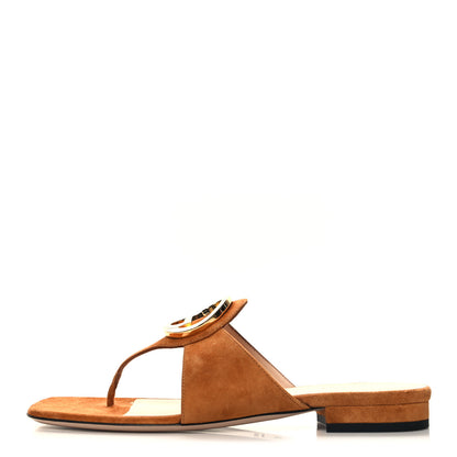 Gucci Suede Cachemire Blondie 15mm Thong Sandals 39 Blondie Cognac 1 of 8