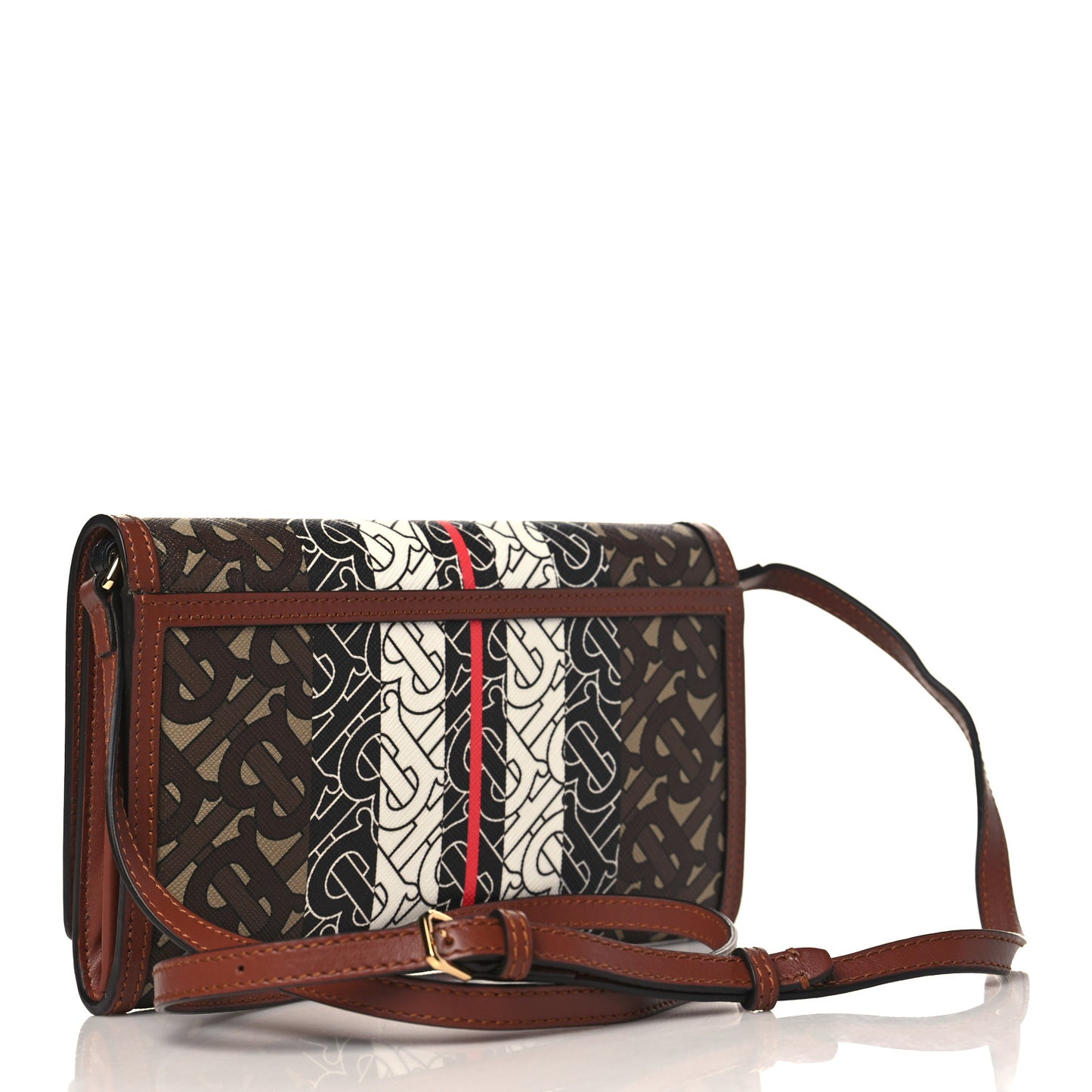 E-Canvas Monogram Stripe Hannah Wallet Bridle Brown