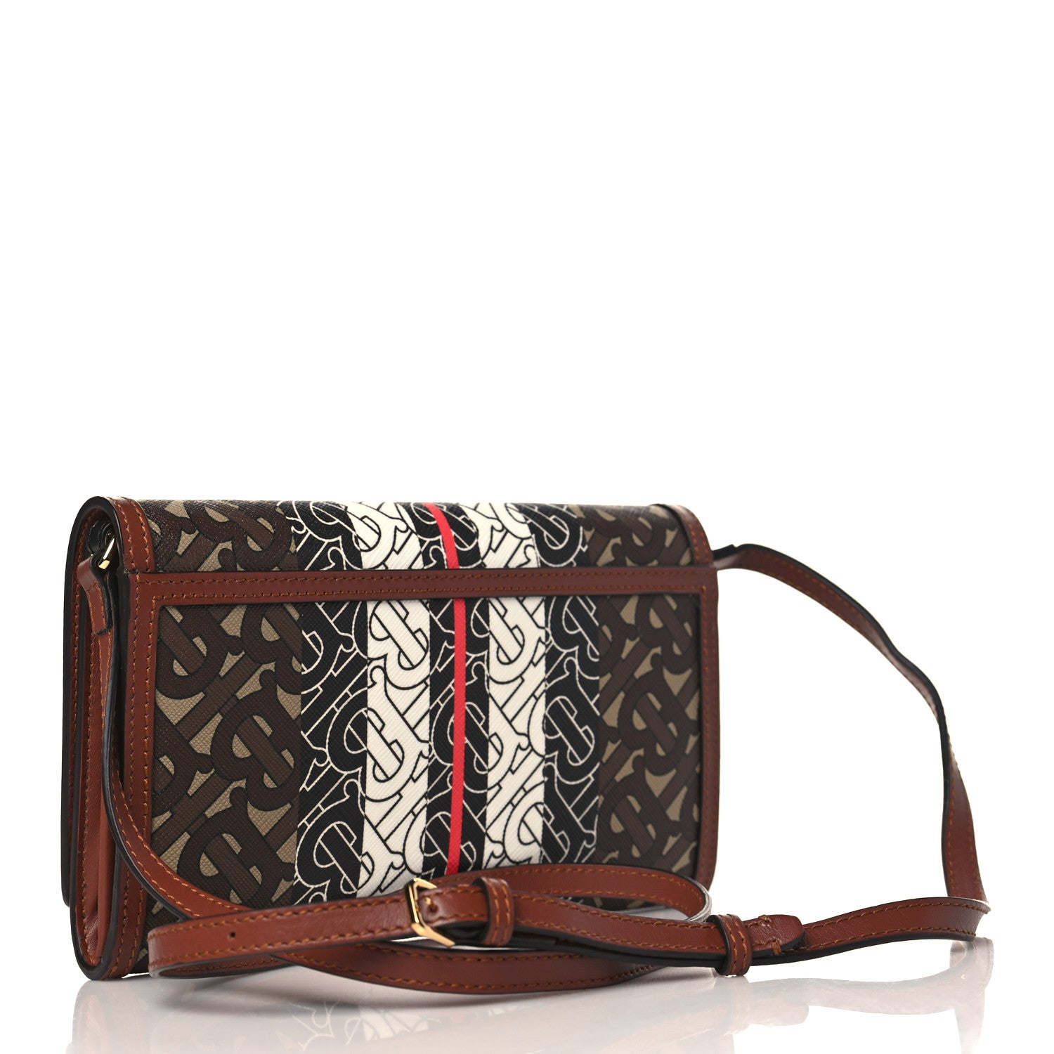 Burberry E-Canvas Monogram Stripe Hannah Wallet Bridle Brown 3 of 8
