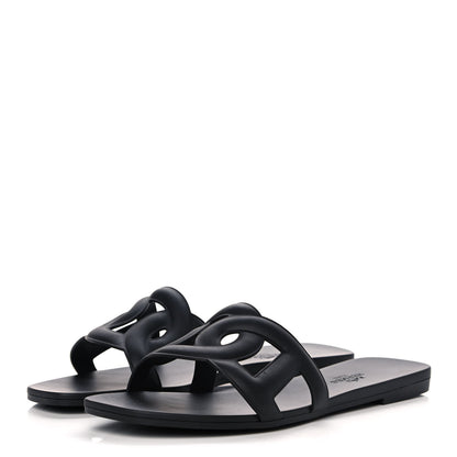 Hermes Rubber Aloha Sandals 37 Black 3 of 11