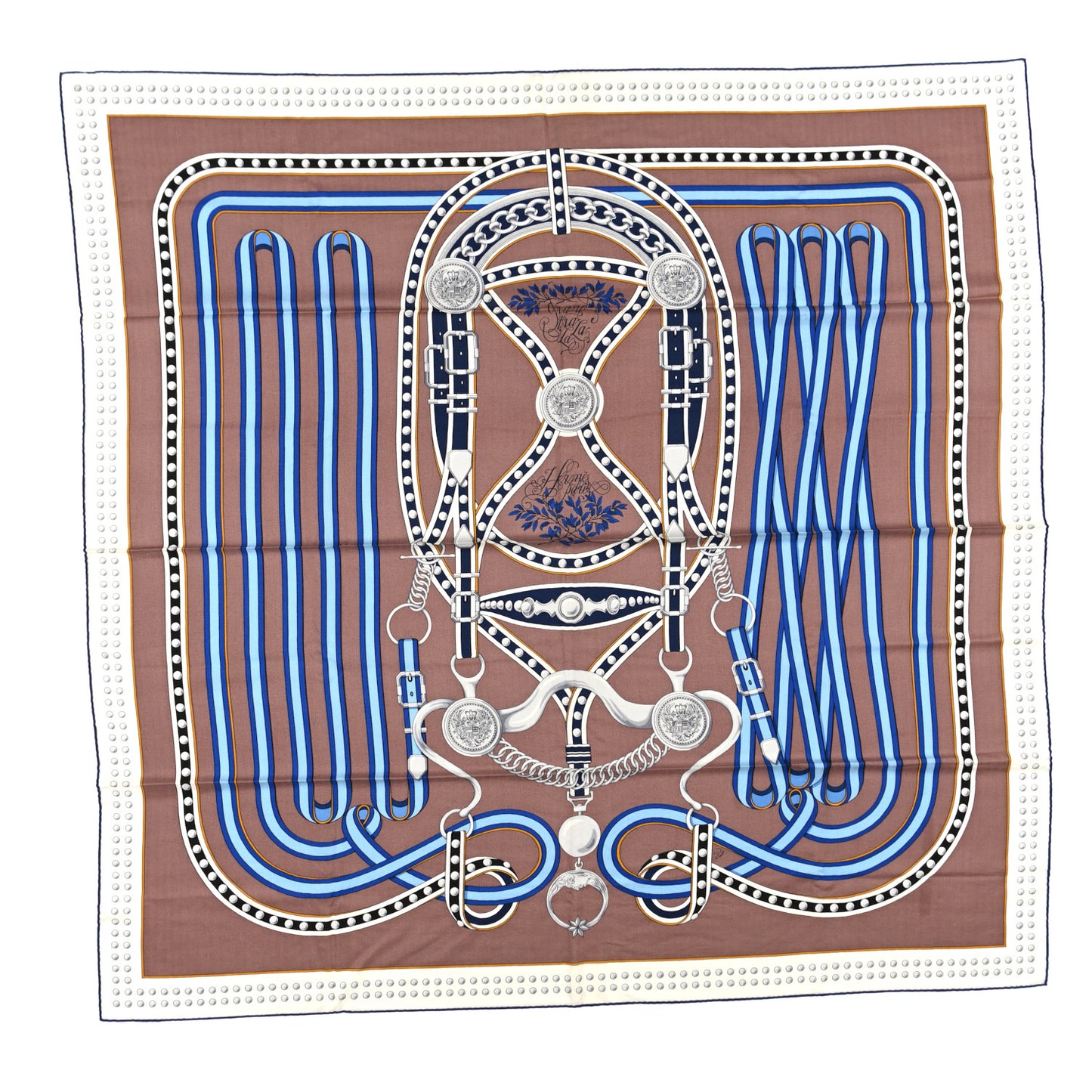 Silk Cashmere Grand Tralala Shawl 140 Marron Glace Bleu