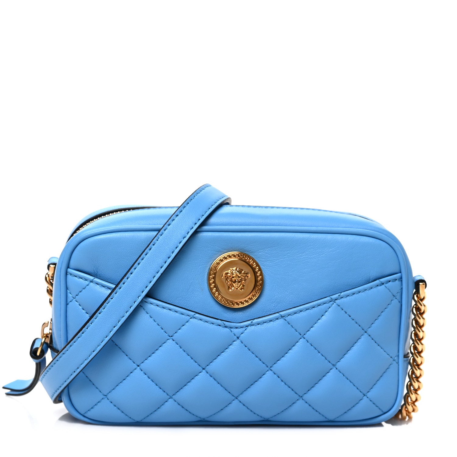 Versace Nappa Quilted Medusa Camera Bag Blue 1 of 8