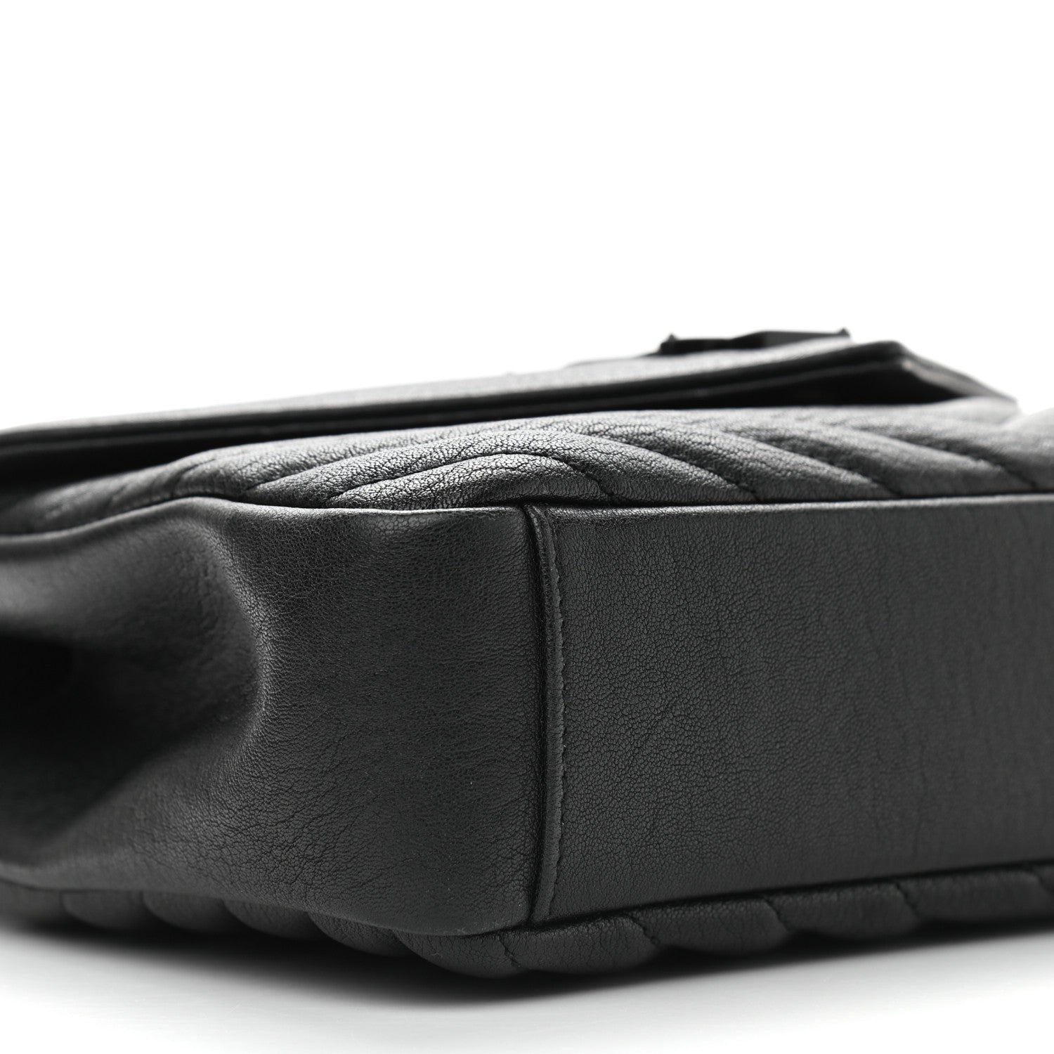Saint Laurent Sheepskin Matelasse Chevron Monogram Monochrome Medium College Bag Black 8 of 9