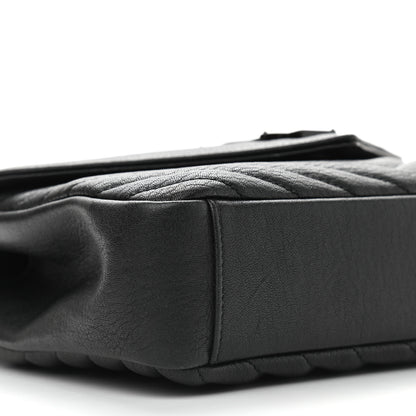 Saint Laurent Sheepskin Matelasse Chevron Monogram Monochrome Medium College Bag Black 8 of 9