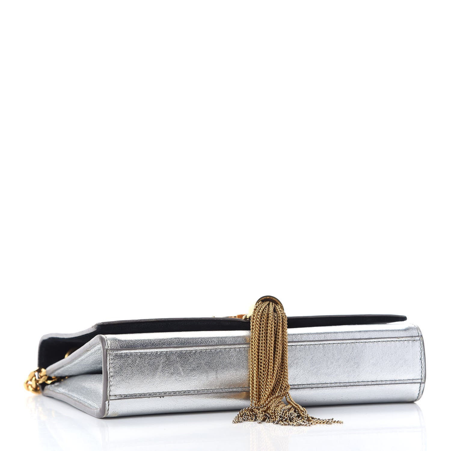 Saint Laurent Metallic Calfskin Small Classic Monogram Kate Tassel Satchel Silver 4 of 10