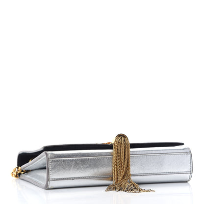 Saint Laurent Metallic Calfskin Small Classic Monogram Kate Tassel Satchel Silver 4 of 10