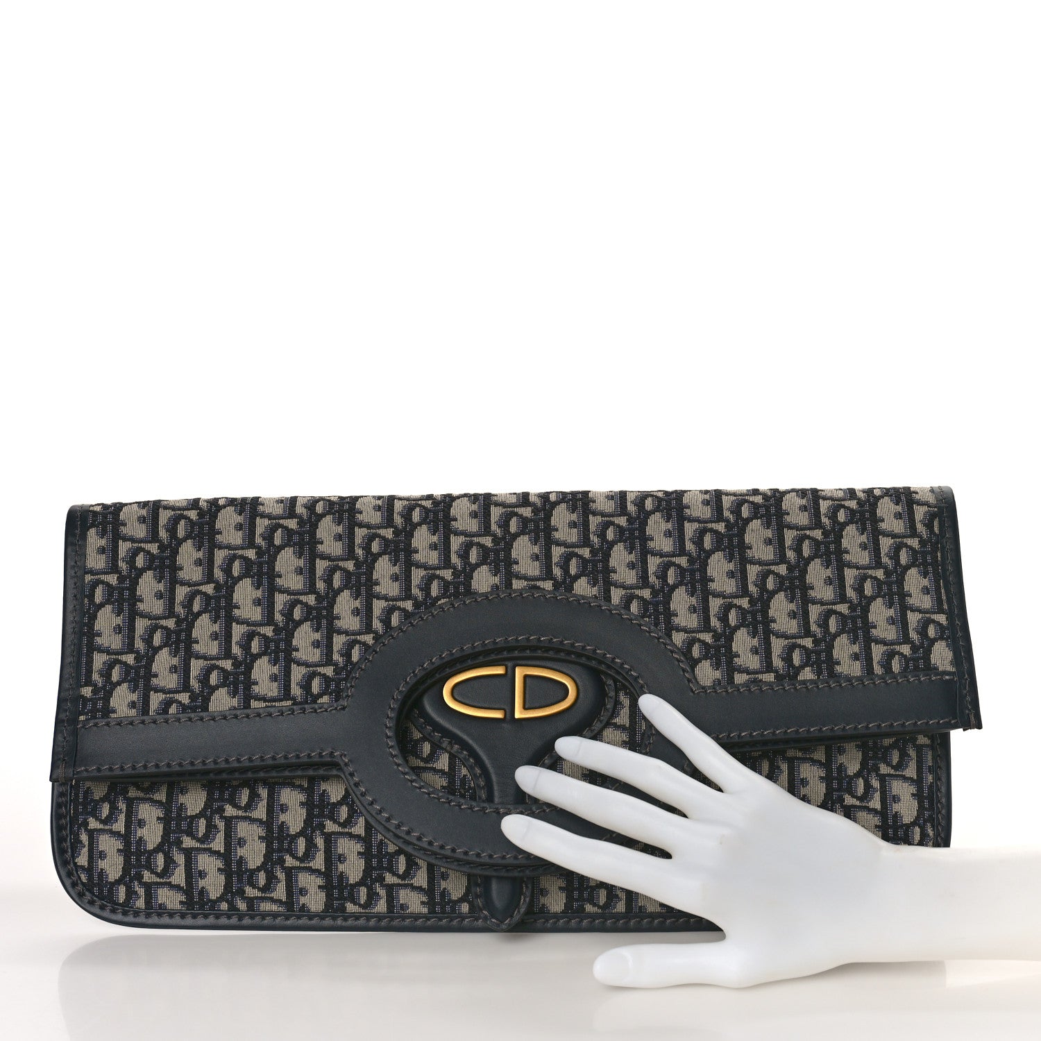 Christian Dior Oblique Fold Over Clutch Blue 2 of 8