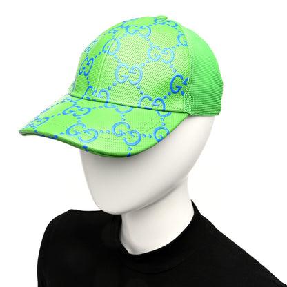 Gucci Calfskin Mesh GG Tennis Embossed Gary Baseball Hat L Green 2 of 8