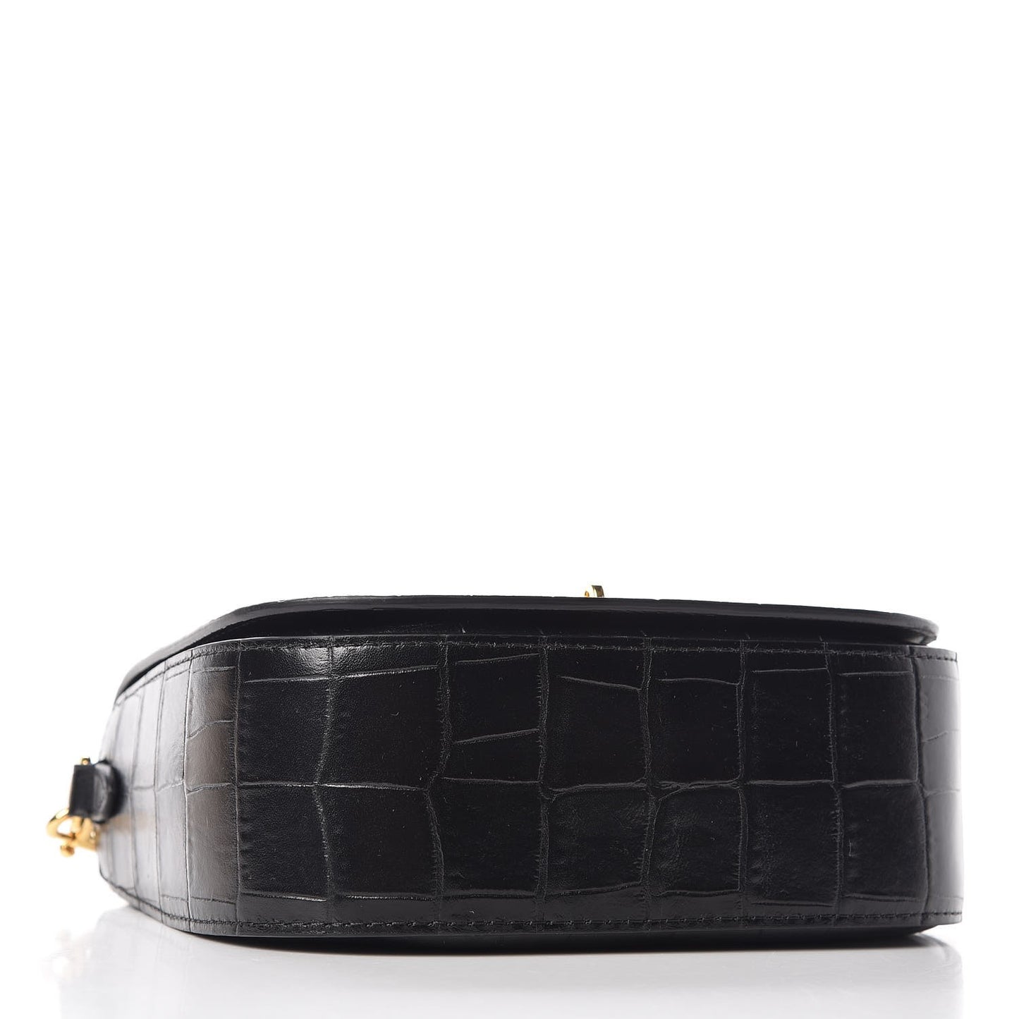 Deep Calfskin Crocodile Embossed Small Darley Black