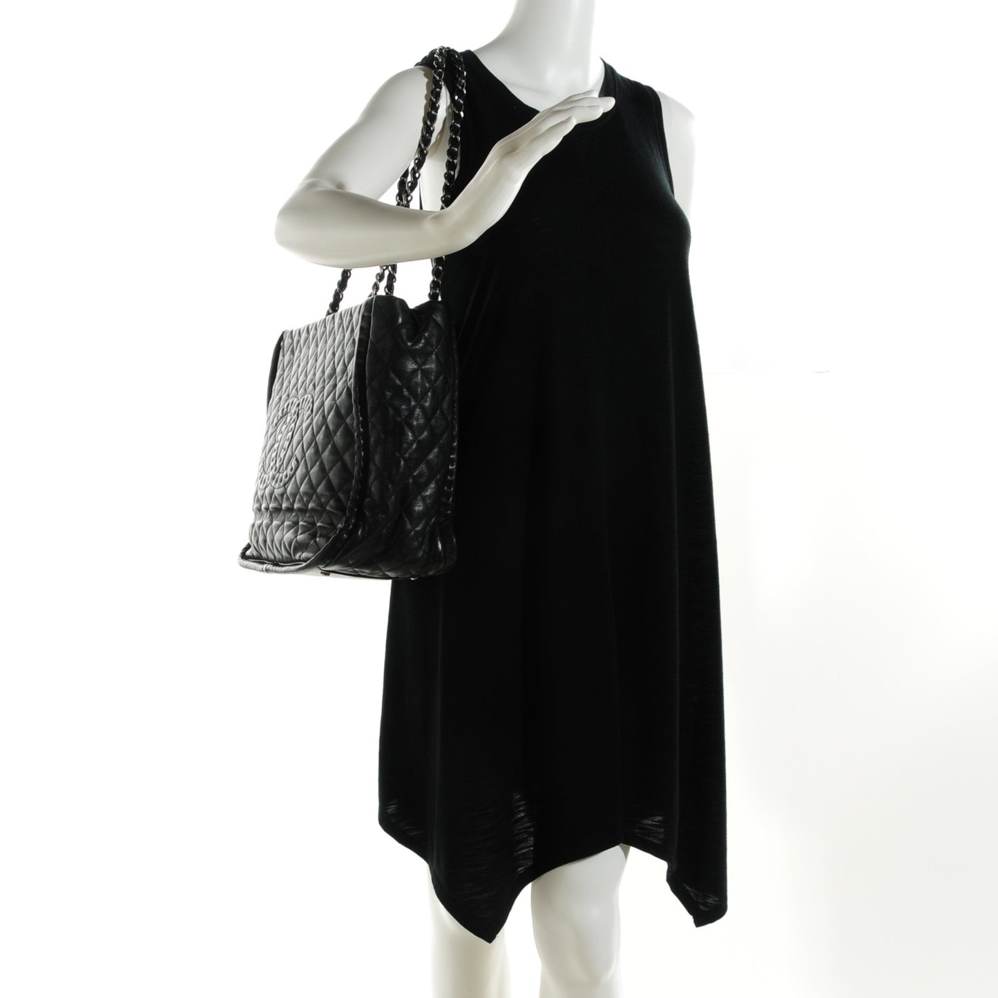 Calfskin Quilted Large Istanbul Tote Black