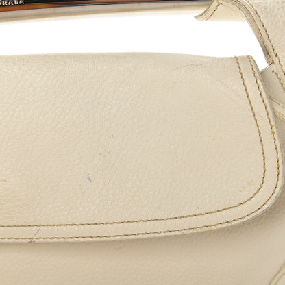 Prada Vitello Daino Metal Bar Top Handle Shoulder Bag White 7 of 18