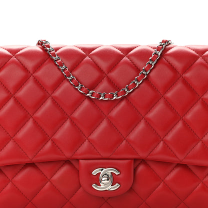 Chanel Lambskin Quilted Clutch With Chain Flap Red 8 of 10