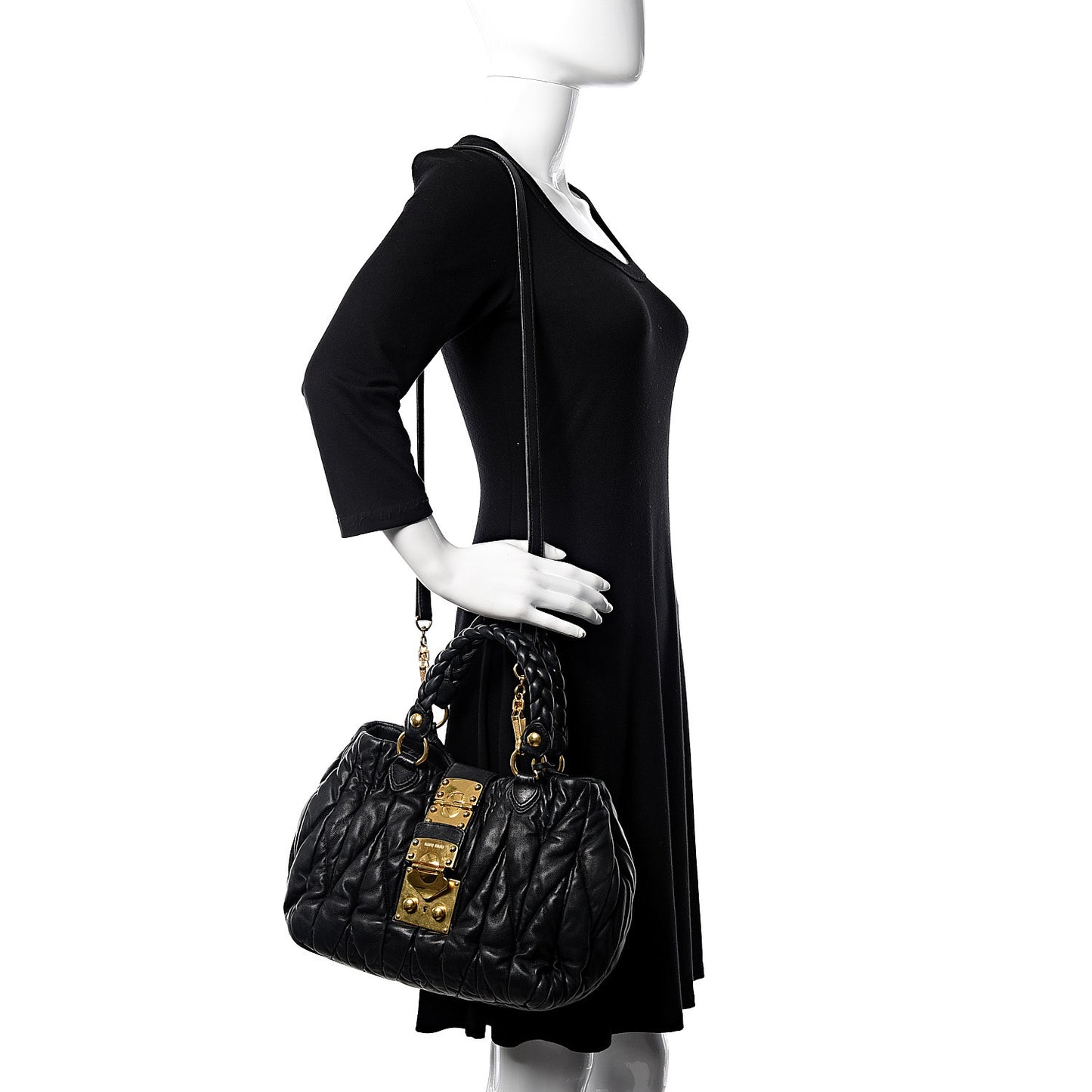 Nappa Matelasse Top Handle Satchel Black