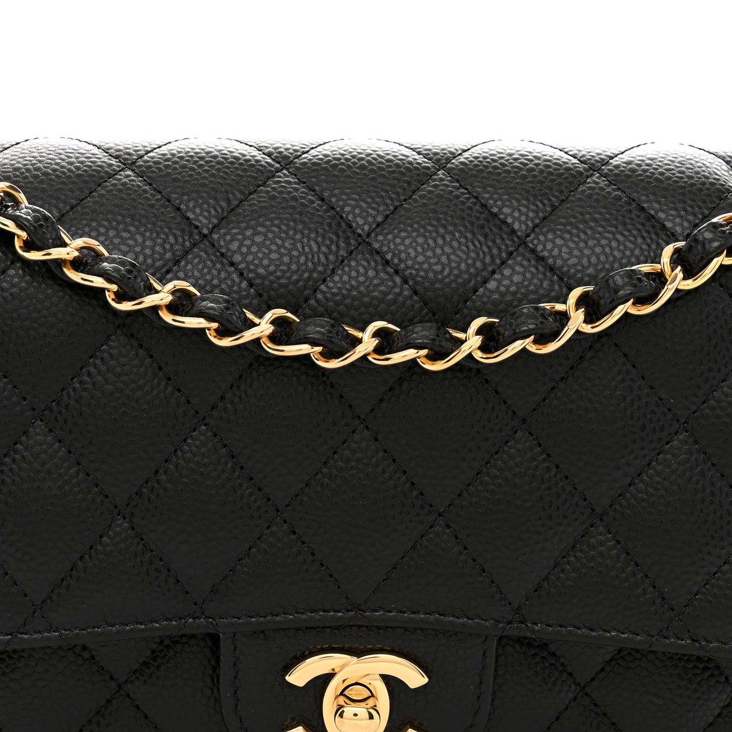 Caviar Quilted Medium Double Flap Black