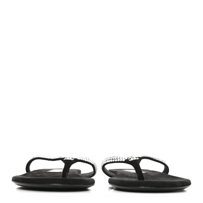 Chanel Suede Kidskin Strass CC Thong Sandals 37 Black 3 of 8