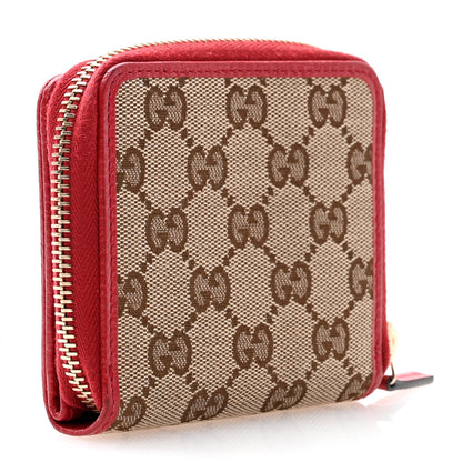 Gucci Monogram Dollar Calfskin Zip Around French Flap Wallet Beige Ebony Rosso 3 of 9