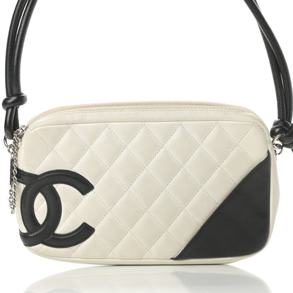 Chanel Calfskin Quilted Cambon Pochette White Black 8 of 12