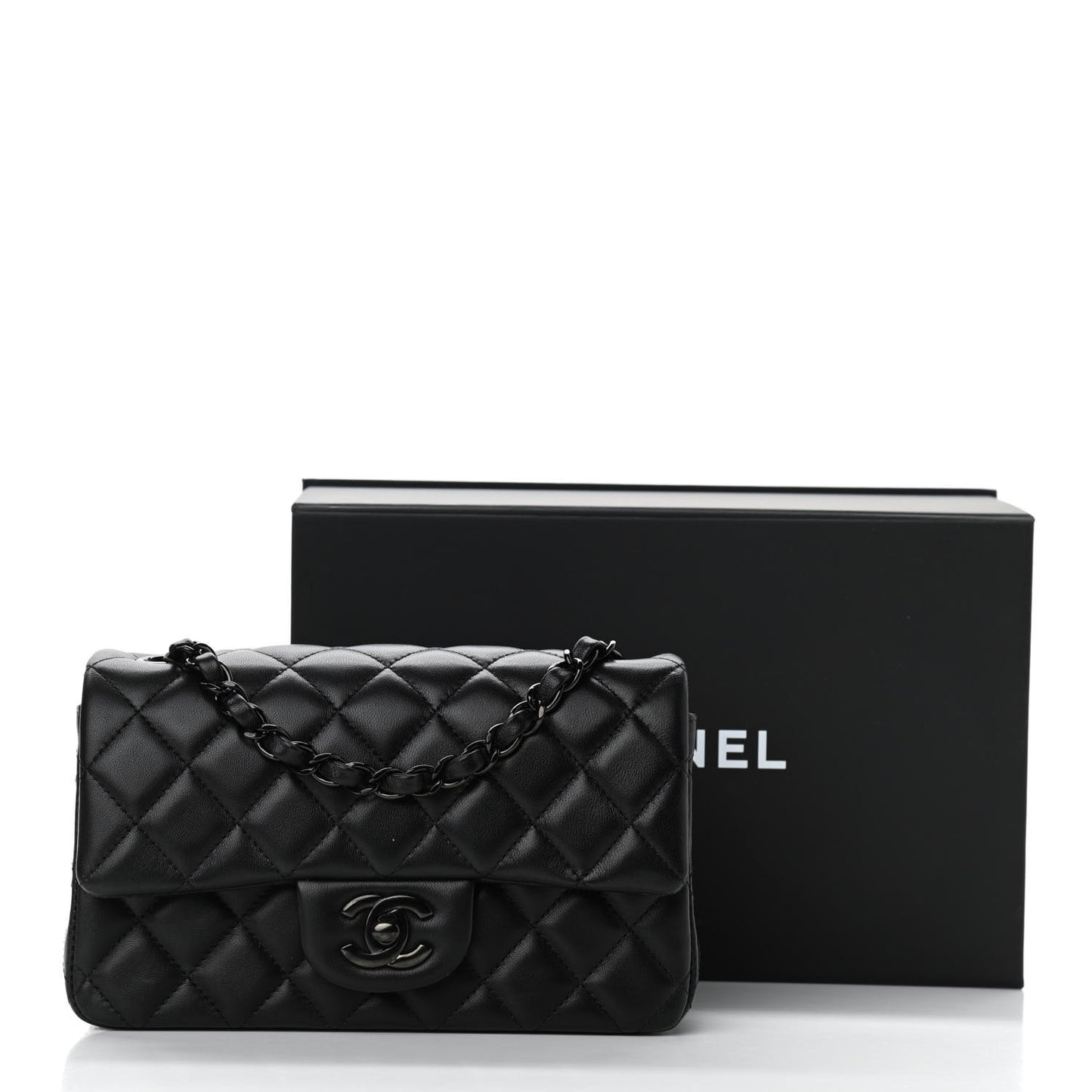 Lambskin Quilted Mini Rectangular Flap So Black