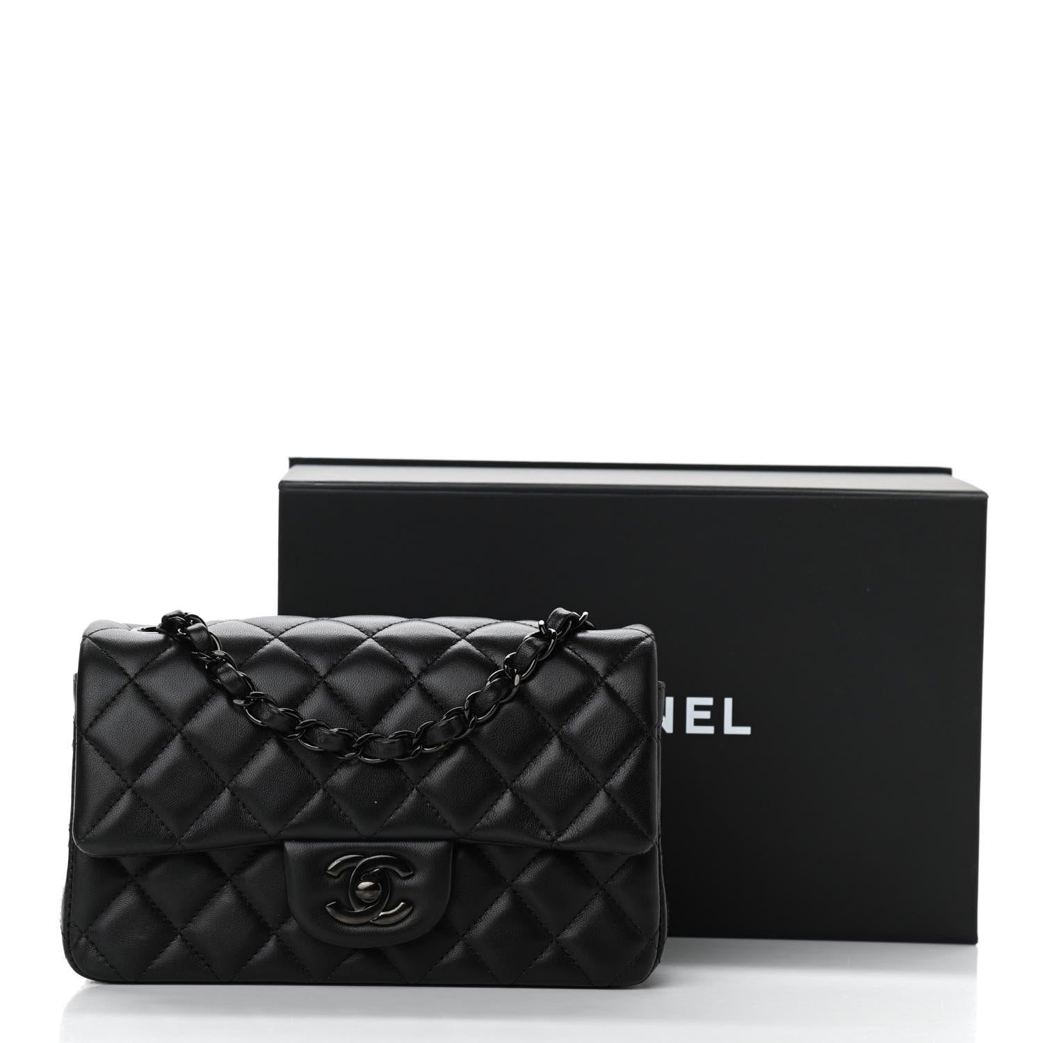 Chanel Lambskin Quilted Mini Rectangular Flap So Black 10 of 10