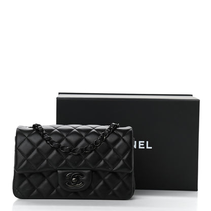 Chanel Lambskin Quilted Mini Rectangular Flap So Black 10 of 10