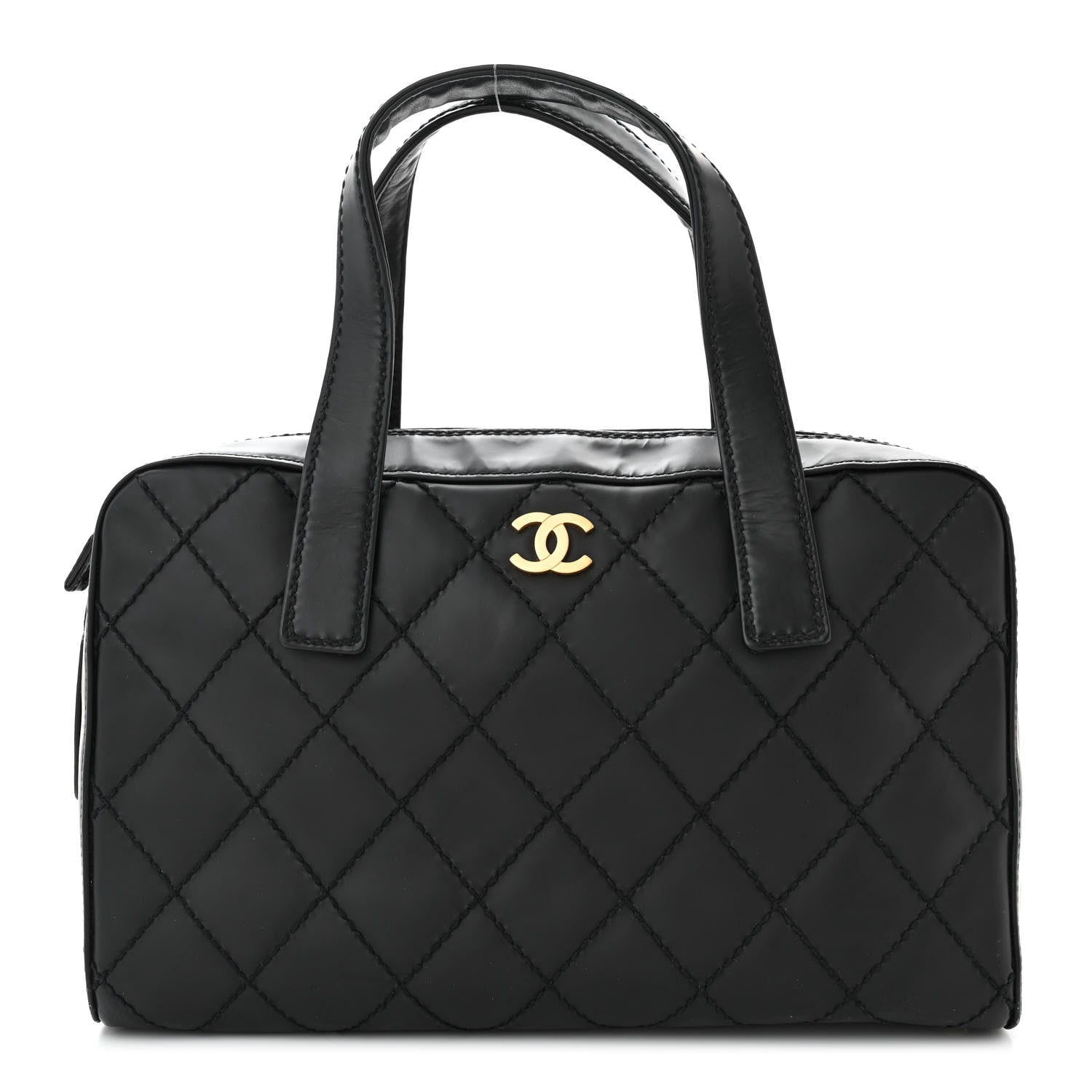 Chanel Calfskin Stitch Surpique Bowler Black 1 of 15