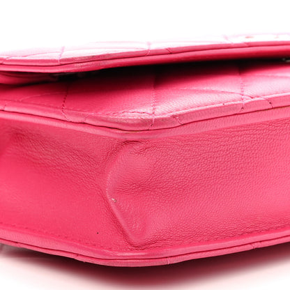 Chanel Lambskin Quilted Wallet on Chain WOC Dark Pink 9 of 11