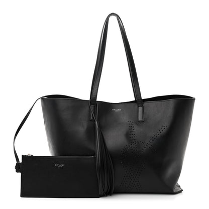 Saint Laurent Vintage Calfskin Perforated East West Shopping Tote Black 1 of 21