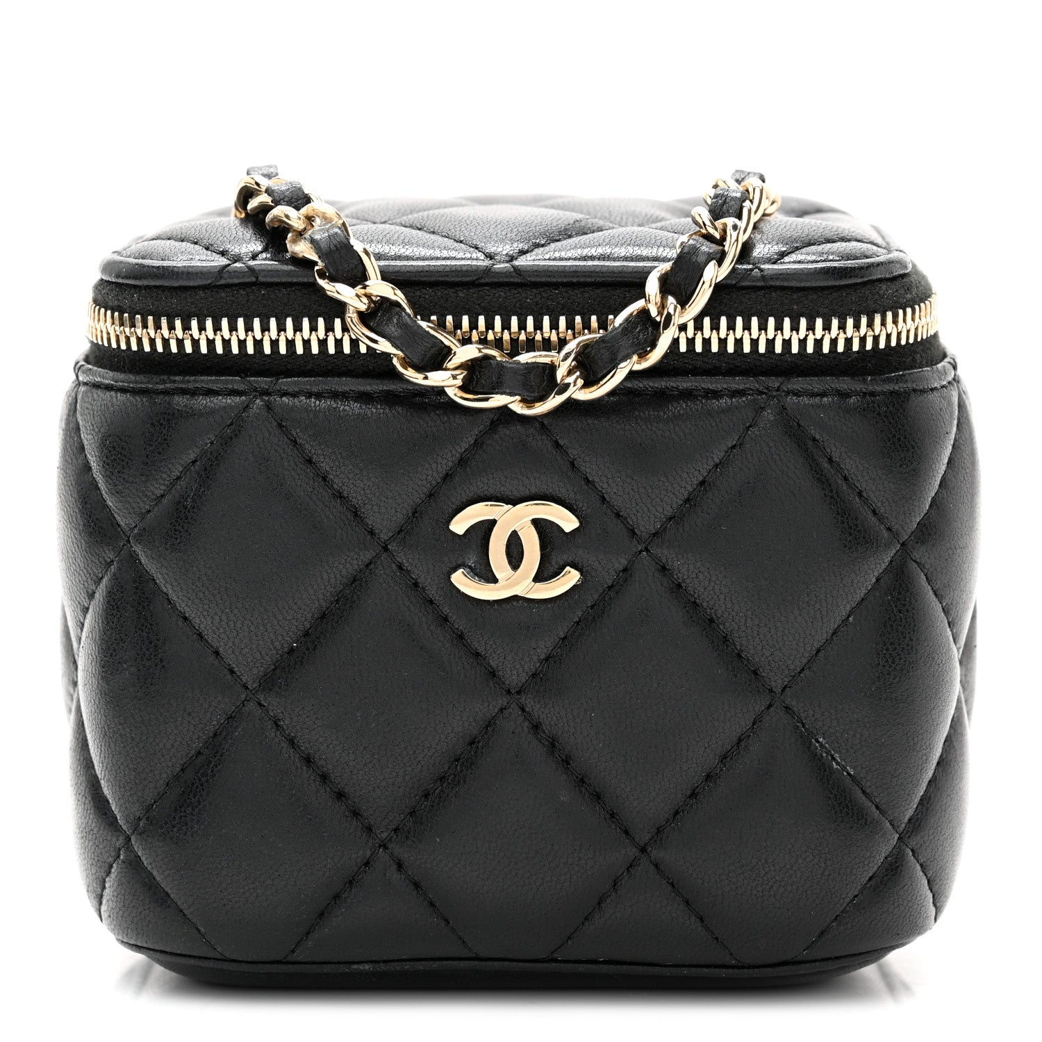 Chanel Lambskin Quilted Mini Vanity Case With Chain Black 1 of 10