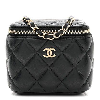 Chanel Lambskin Quilted Mini Vanity Case With Chain Black 1 of 10